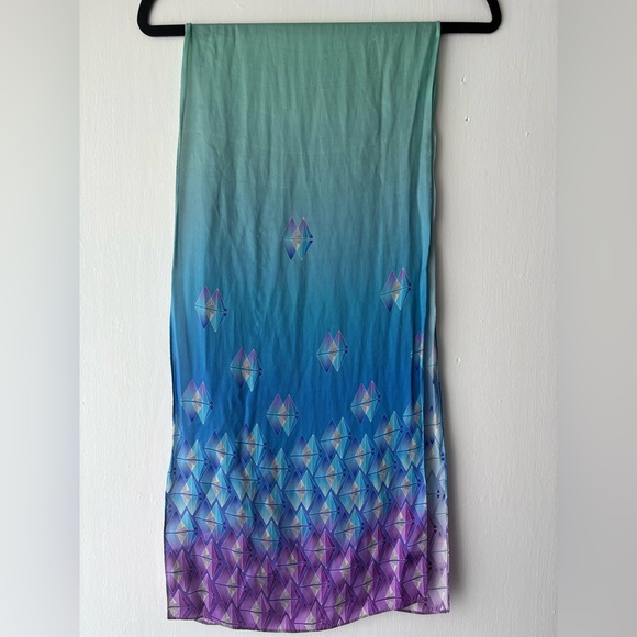 Ombré Geometric Silk Scarf - Picture 3 of 5